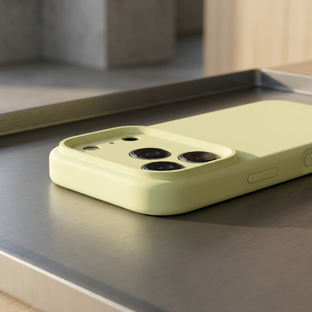 Premium Liquid Silicone iPhone Case – Precision Camera – Milk Yellow