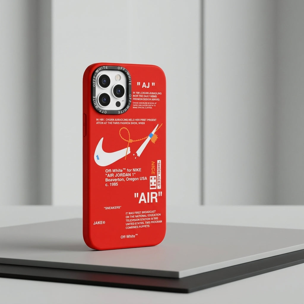 Nike x Off White inspired Streetwear iPhone Case – Red – lifestyle view 6