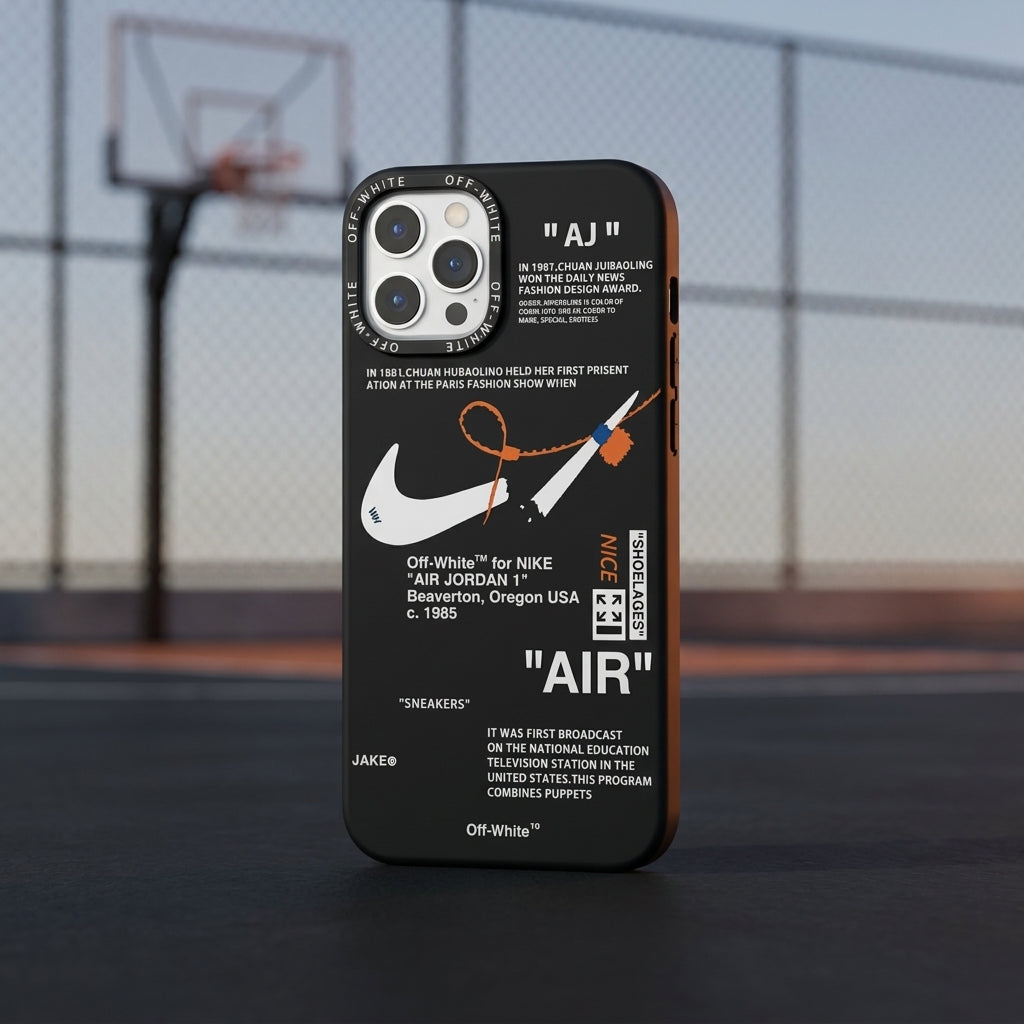 Nike x Off White inspired Streetwear iPhone Case – Black – lifestyle view 3