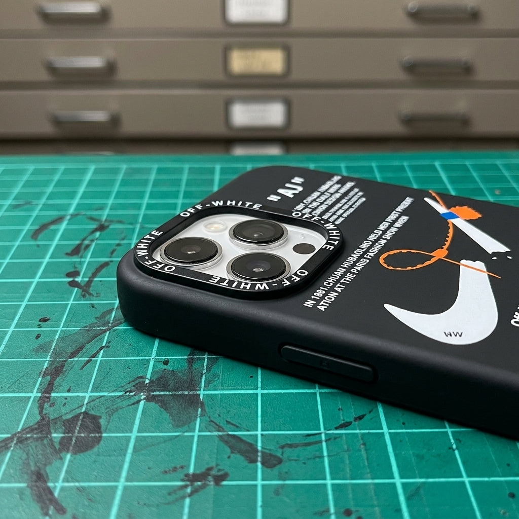 Nike x Off White inspired Streetwear iPhone Case – Black – lifestyle view 4