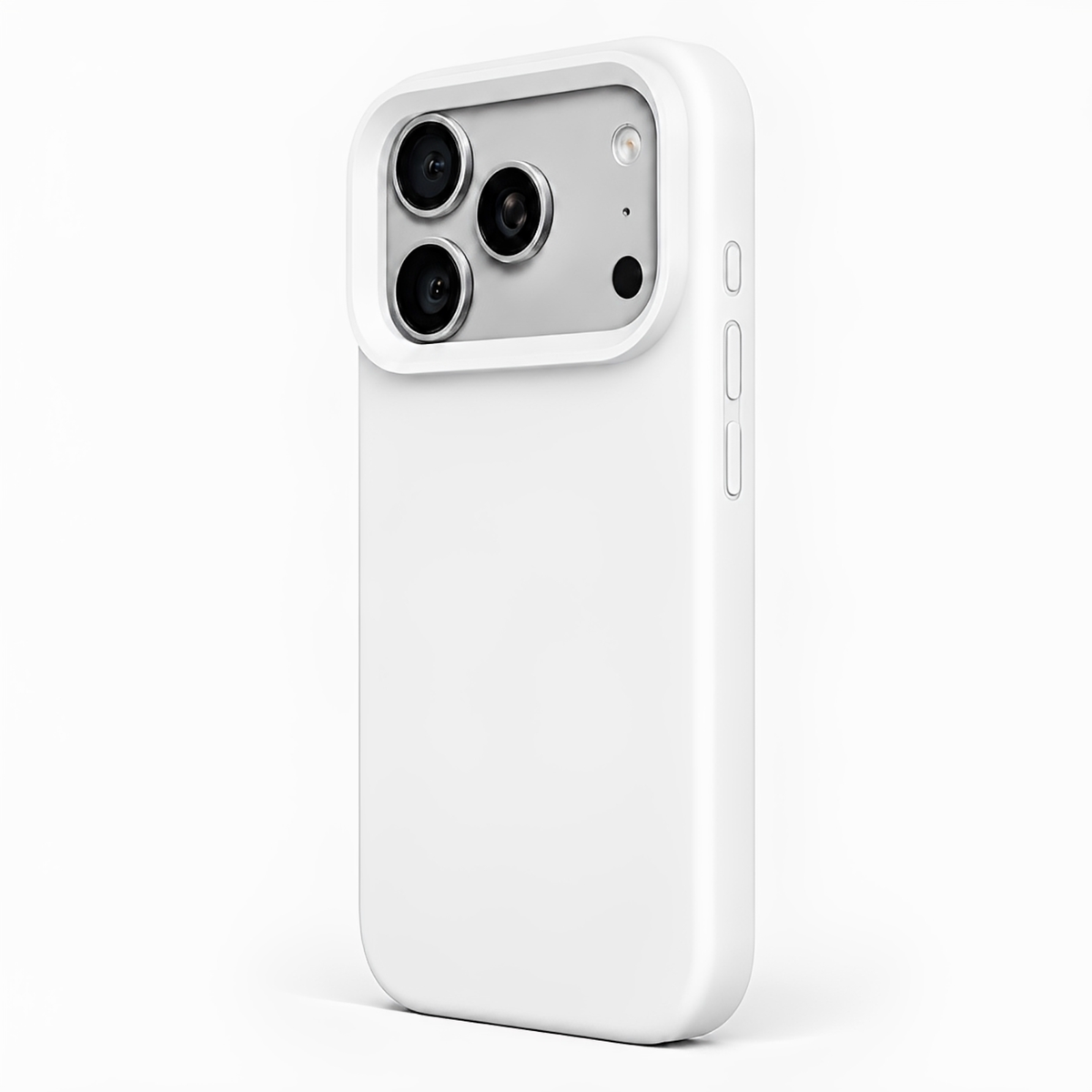 Premium Liquid Silicone iPhone Case – Open Camera – White