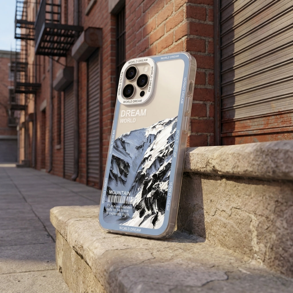 Arctic Blue Mountain Aesthetic Clear iPhone Case