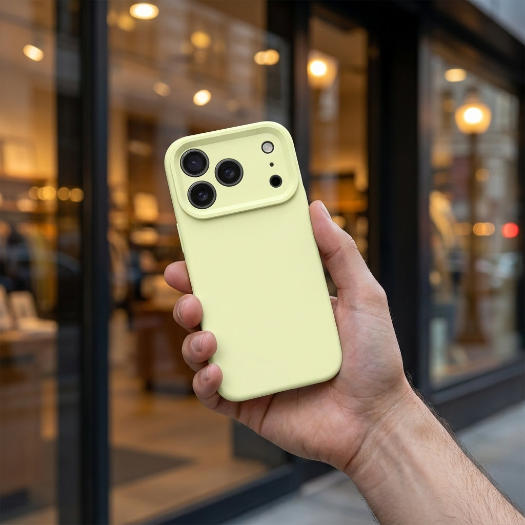 Premium Liquid Silicone iPhone Case – Precision Camera – Milk Yellow