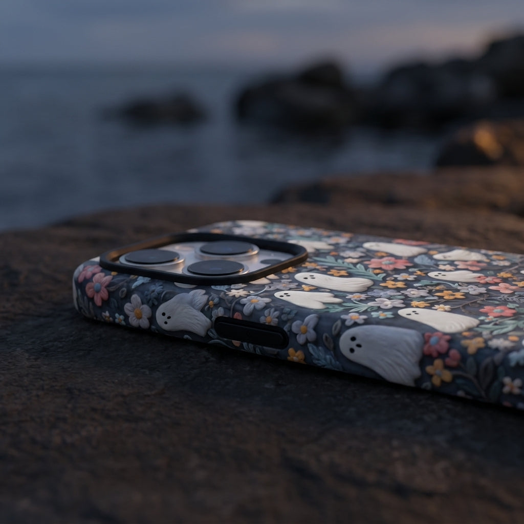 Ghost Meadow Matte Glass MagSafe iPhone Case – lifestyle view 5