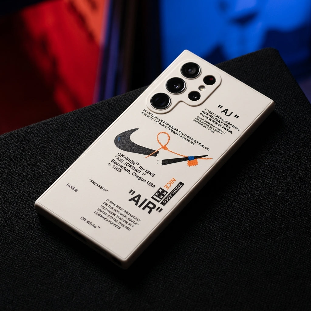 Nike x Off White inspired Streetwear Galaxy Case – White