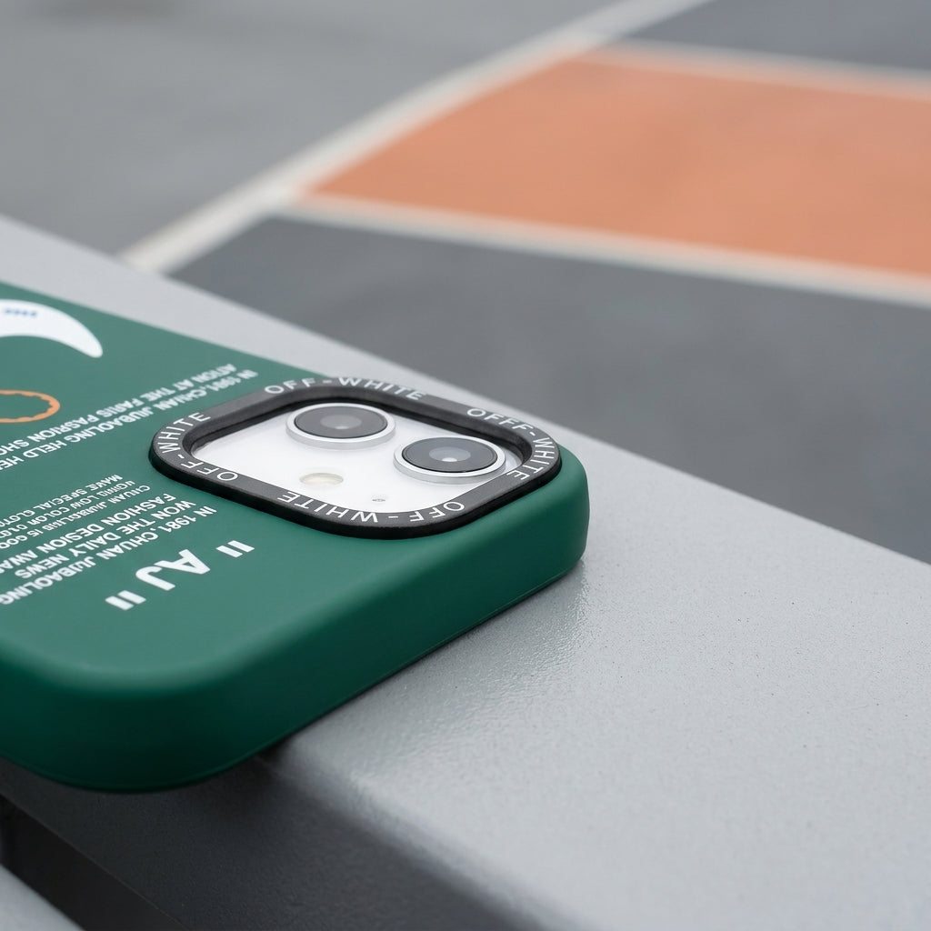 Nike x Off White inspired Streetwear iPhone Case – Green – lifestyle view 4