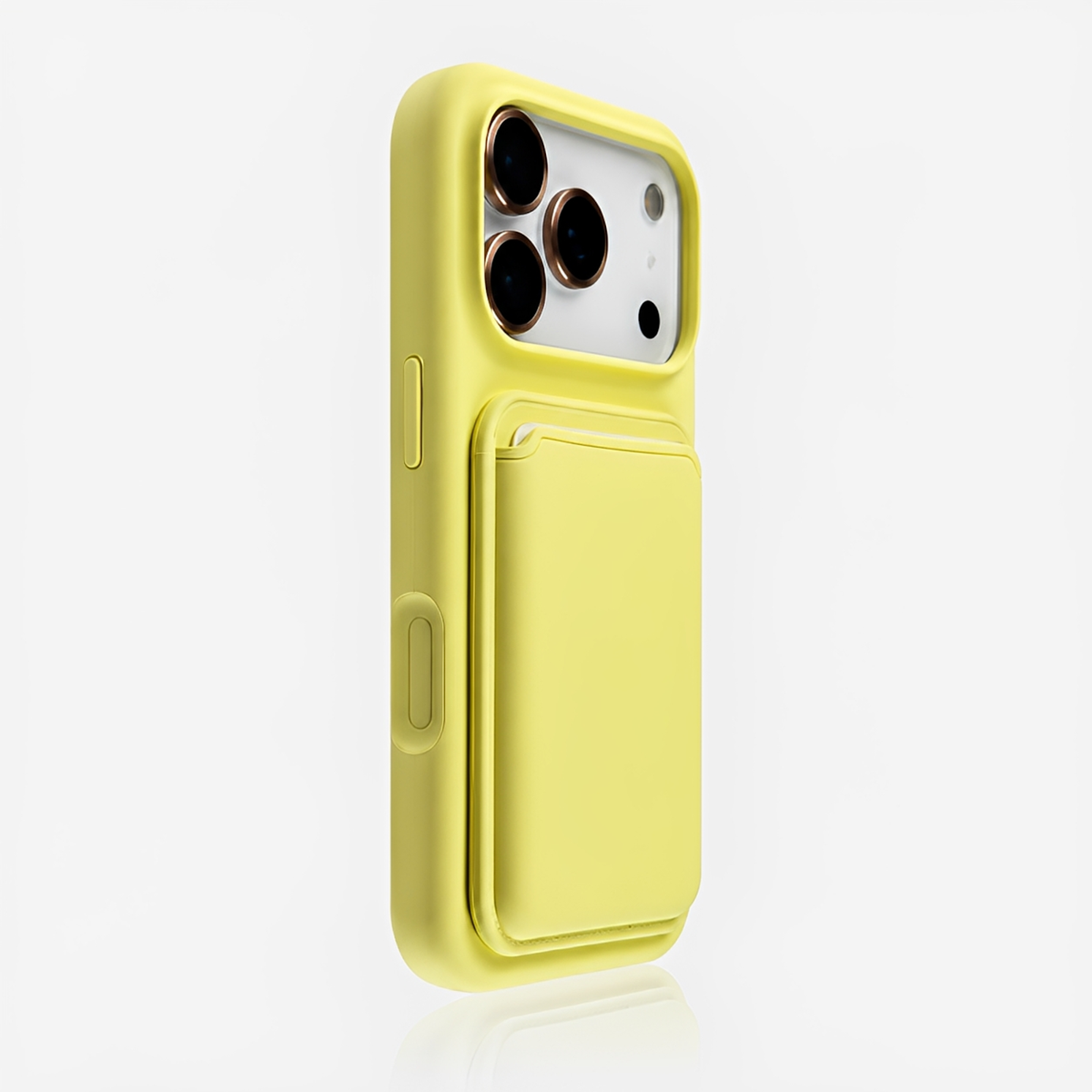 Premium Liquid Silicone iPhone Case with Magnetic Card Holder - Milk Yellow