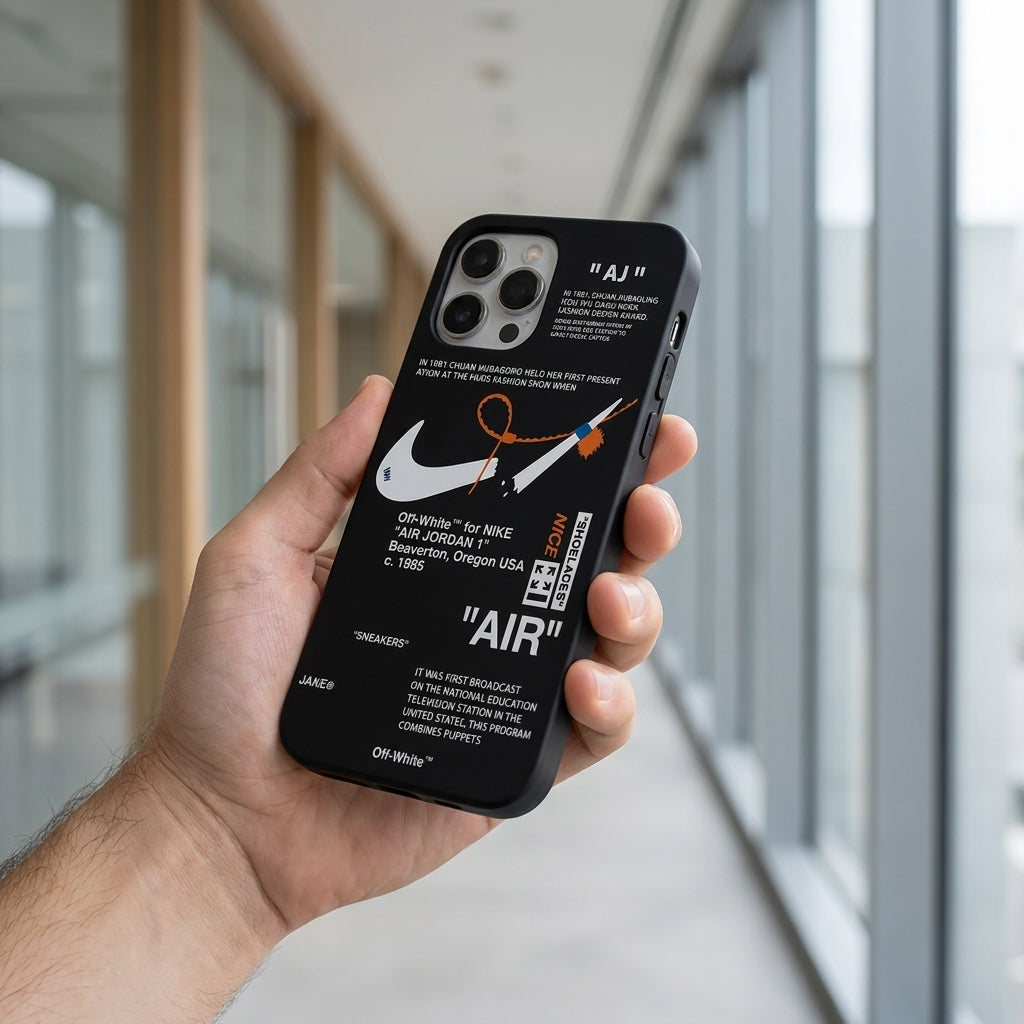 Nike x Off White inspired Streetwear iPhone Case – Black