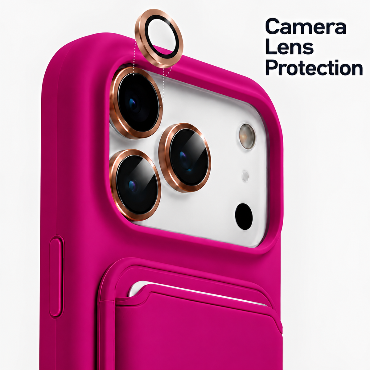 Premium Liquid Silicone iPhone Case with Magnetic Card Holder - Magenta
