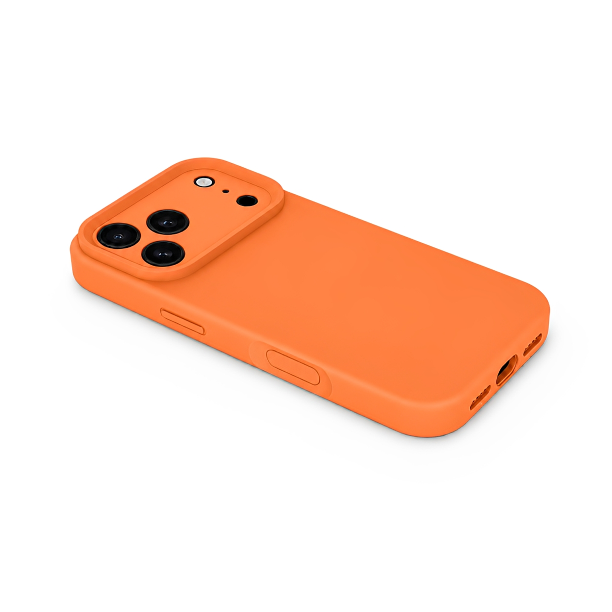 Premium Liquid Silicone iPhone Case – Precision Camera – Tangerine