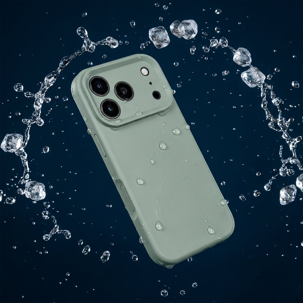 Premium Liquid Silicone iPhone Case – Precision Camera – Copper Green