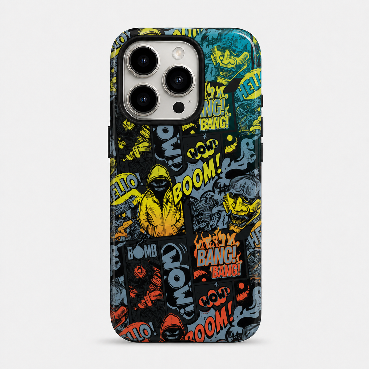Comic Chaos Yellow Matte Glass MagSafe iPhone Case