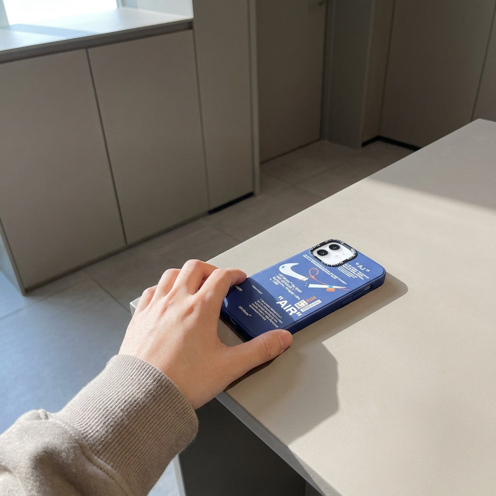 Nike x Off White inspired Streetwear iPhone Case – Blue