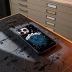 Spider Web Streetwear MagSafe Glass iPhone Case - Blue – lifestyle view 1