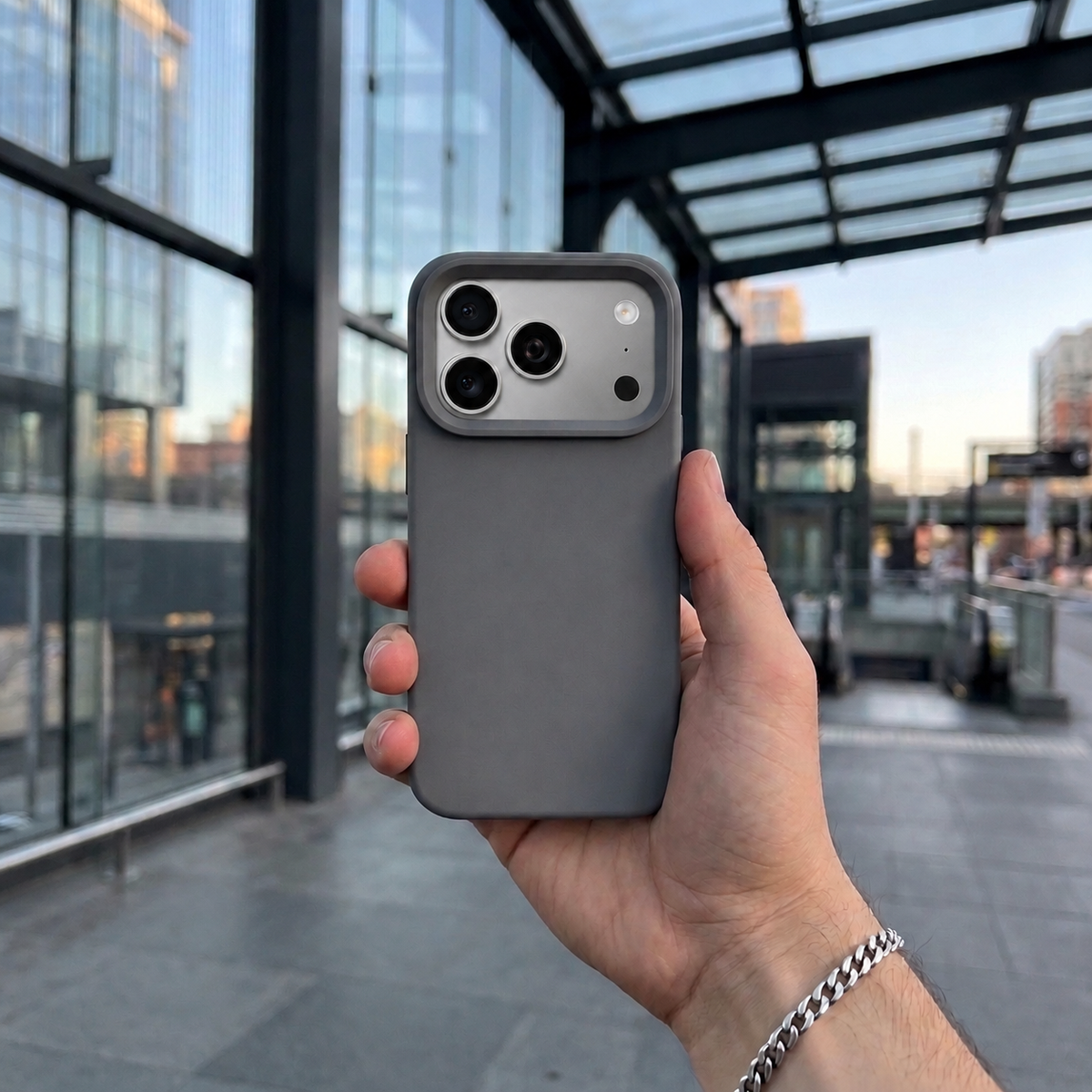 Premium Liquid Silicone iPhone Case – Open Camera – Charcoal