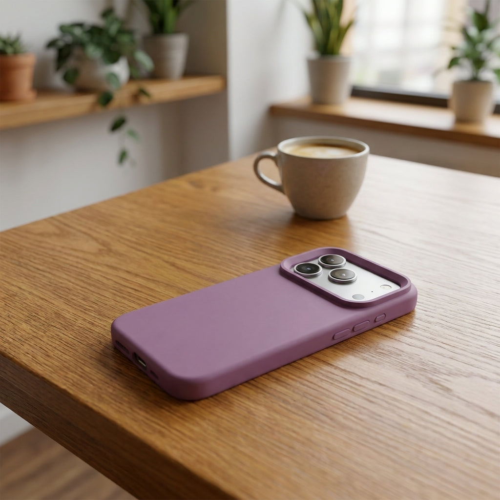 Premium Liquid Silicone iPhone Case – Open Camera – Blackcurrant