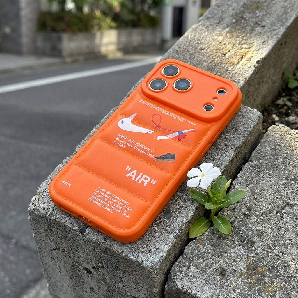 3D Blaze Orange Sneaker Streetwear iPhone Case – lifestyle view 1
