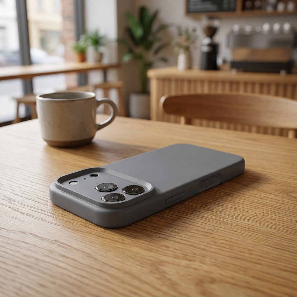 Premium Liquid Silicone iPhone Case – Precision Camera – Charcoal