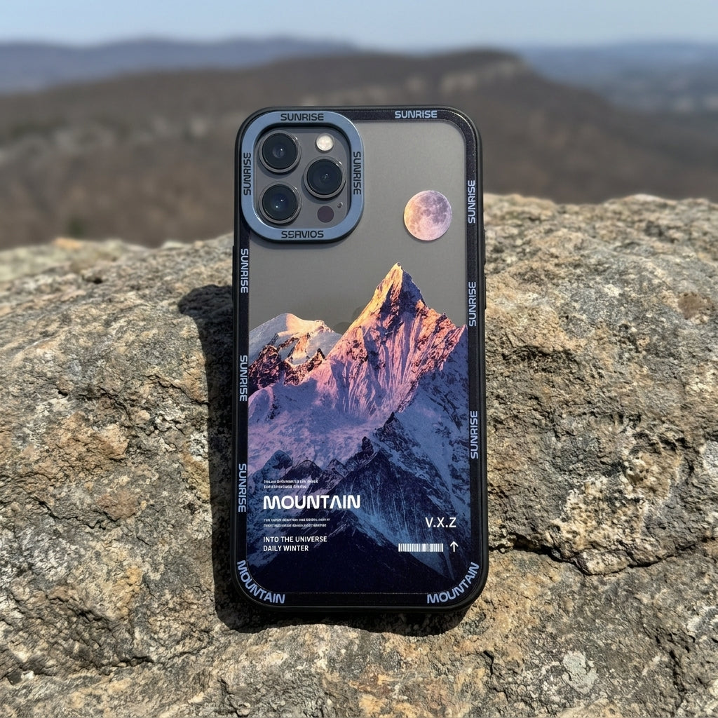 Sunset Golden Mountain Aesthetic iPhone Case – lifestyle view 2