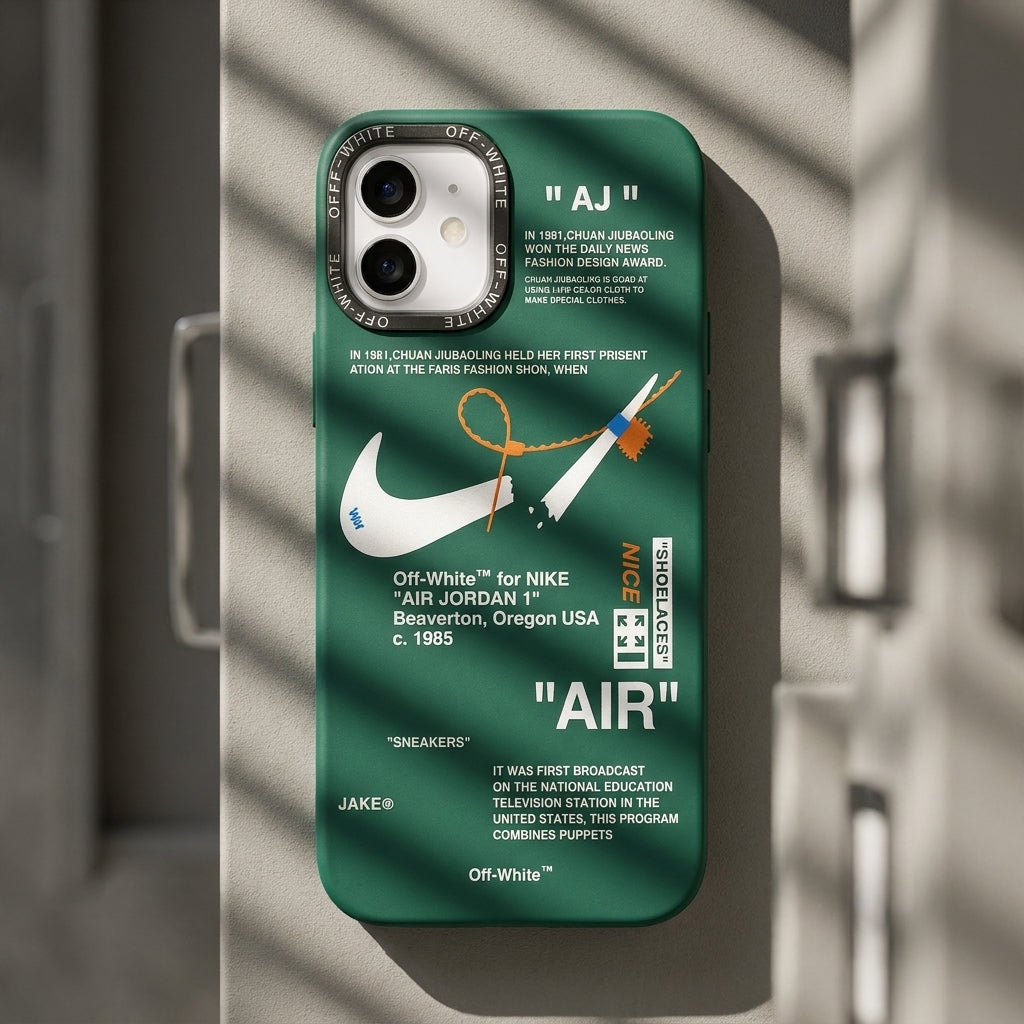 Nike x Off White inspired Streetwear iPhone Case – Green – lifestyle view 2