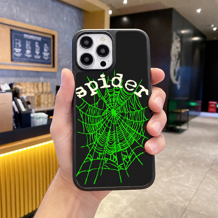 Spider Web Streetwear MagSafe Glass iPhone Case - Green – alternate view 2
