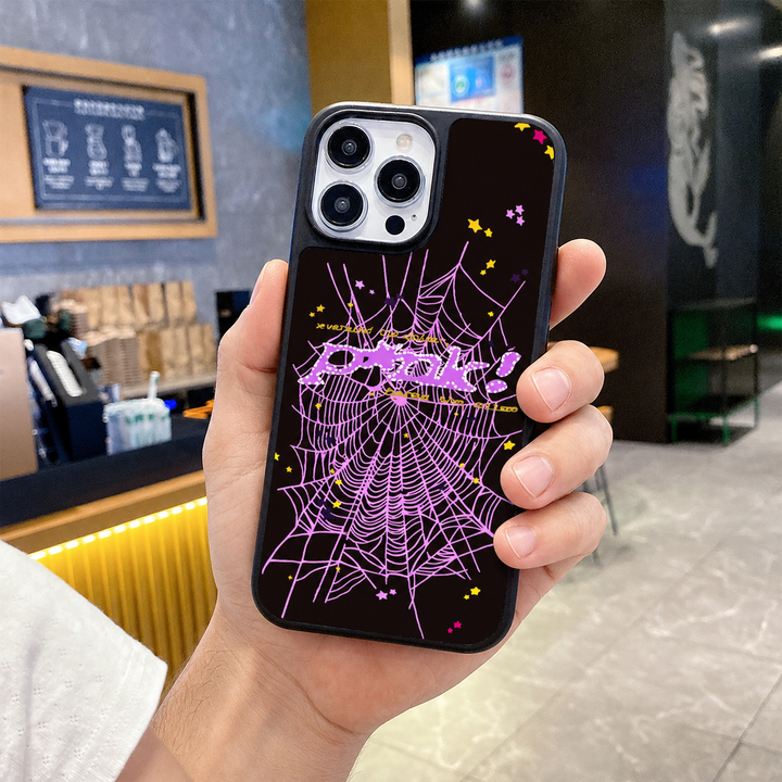 Spider Web Streetwear MagSafe Glass iPhone Case - Purple – alternate view 2