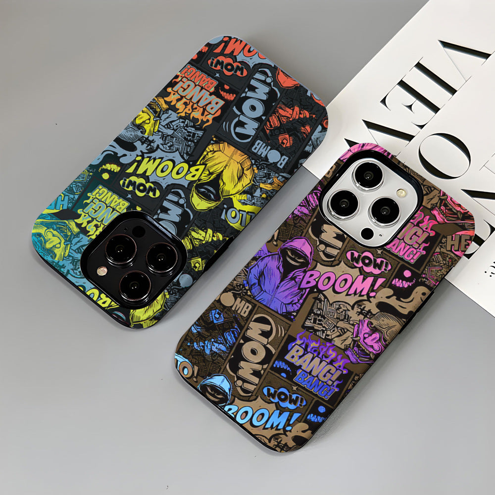 Comic Chaos Purple Matte Glass MagSafe iPhone Case – alternate view 3