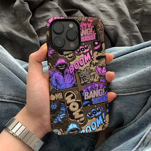 Comic Chaos Purple Matte Glass MagSafe iPhone Case – alternate view 2