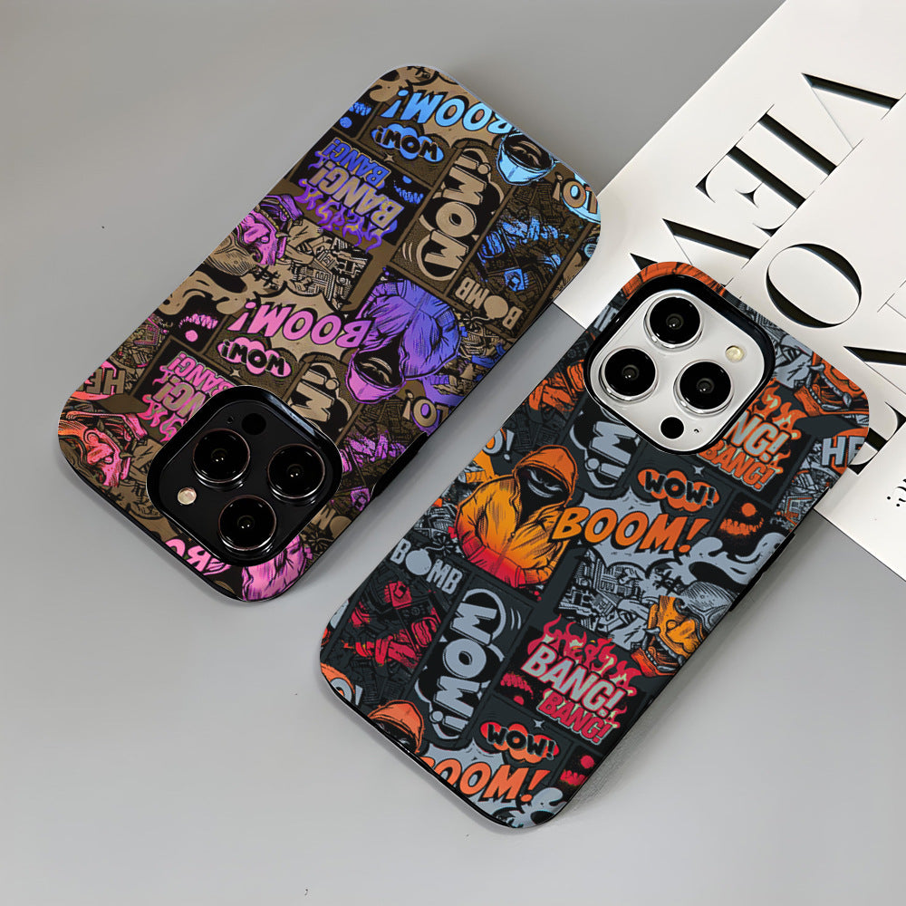 Comic Chaos Orange Matte Glass MagSafe iPhone Case – alternate view 3