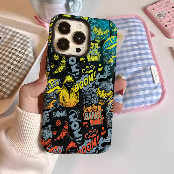 Comic Chaos Yellow Matte Glass MagSafe iPhone Case – alternate view 2