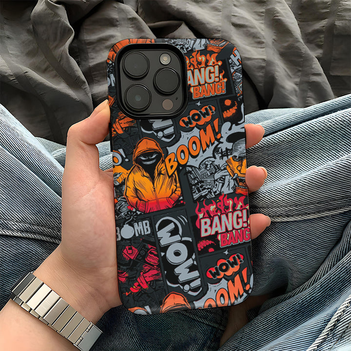 Comic Chaos Orange Matte Glass MagSafe iPhone Case – alternate view 2