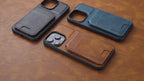 Vintage Waxed Leather iPhone Case with Built-in Card Holder – Black
