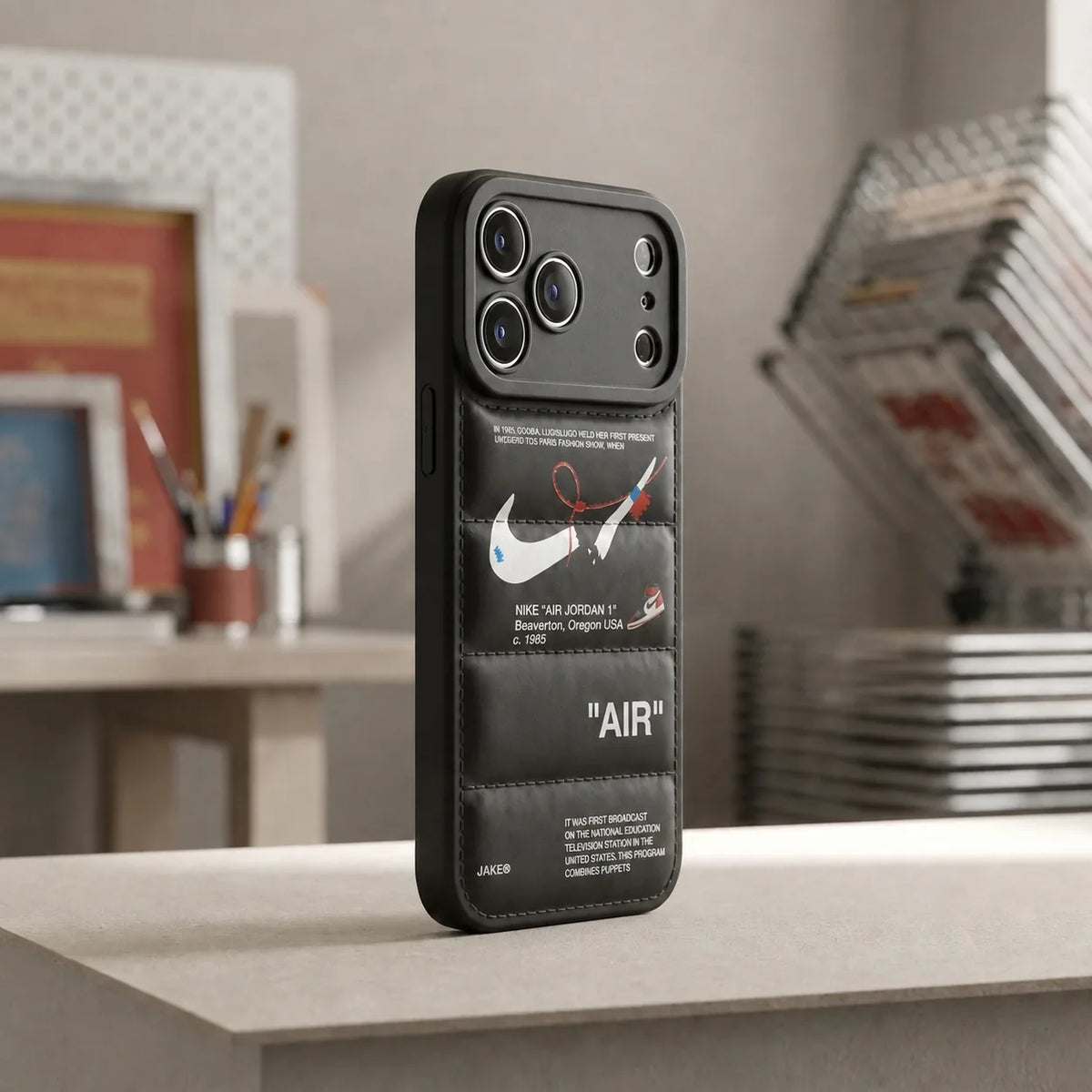 3D Phantom Black Sneaker Streetwear iPhone Case – lifestyle view 3